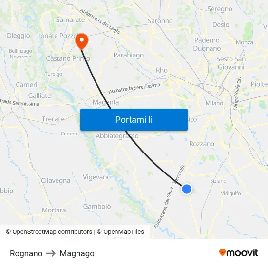 Rognano to Magnago map
