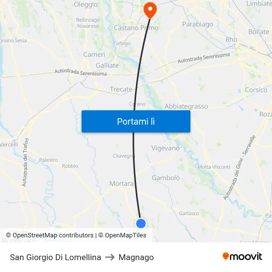 San Giorgio Di Lomellina to Magnago map