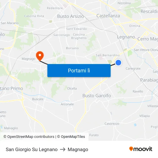 San Giorgio Su Legnano to Magnago map