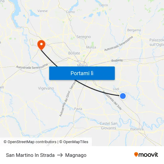 San Martino In Strada to Magnago map