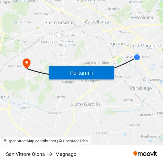 San Vittore Olona to Magnago map