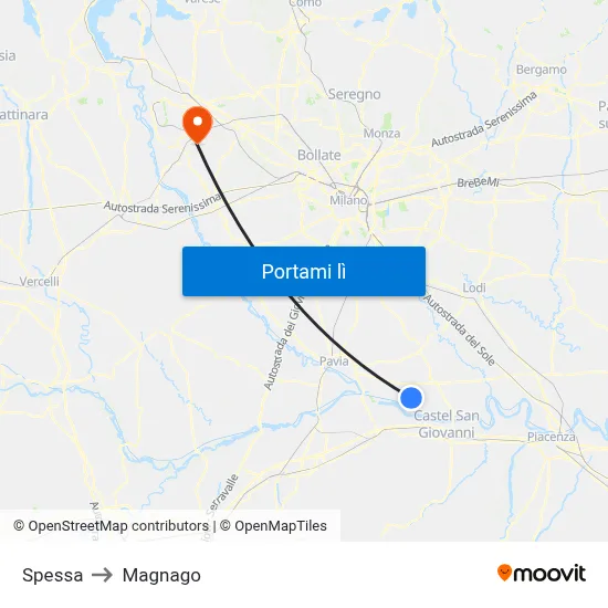 Spessa to Magnago map