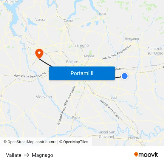 Vailate to Magnago map