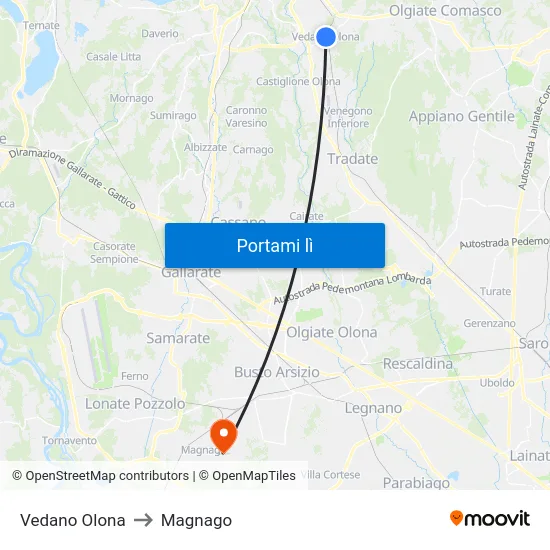 Vedano Olona to Magnago map