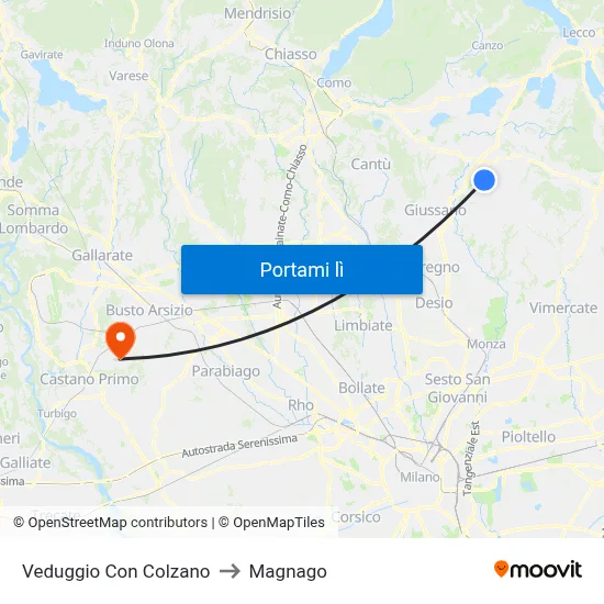 Veduggio Con Colzano to Magnago map
