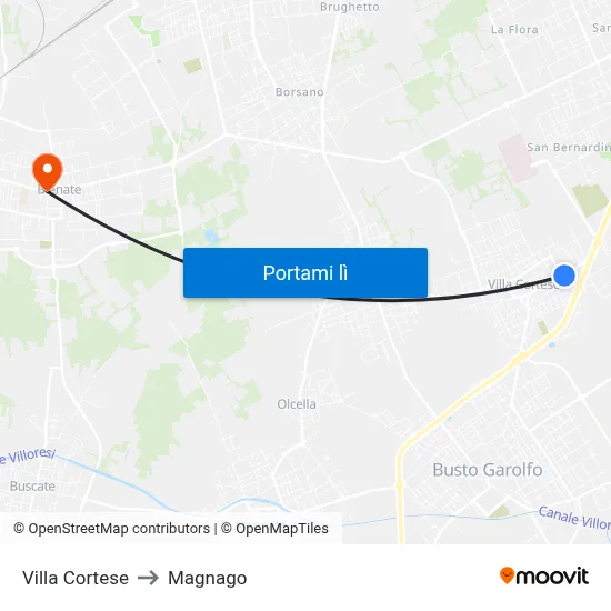 Villa Cortese to Magnago map