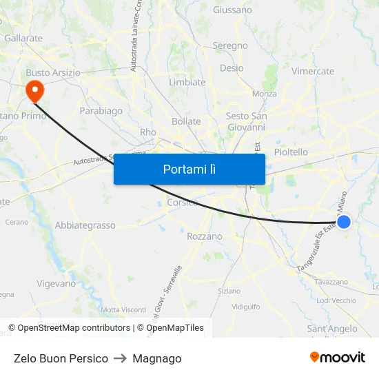 Zelo Buon Persico to Magnago map