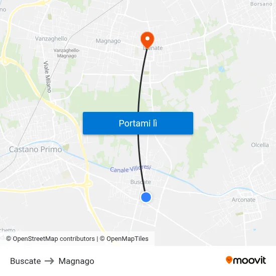 Buscate to Magnago map
