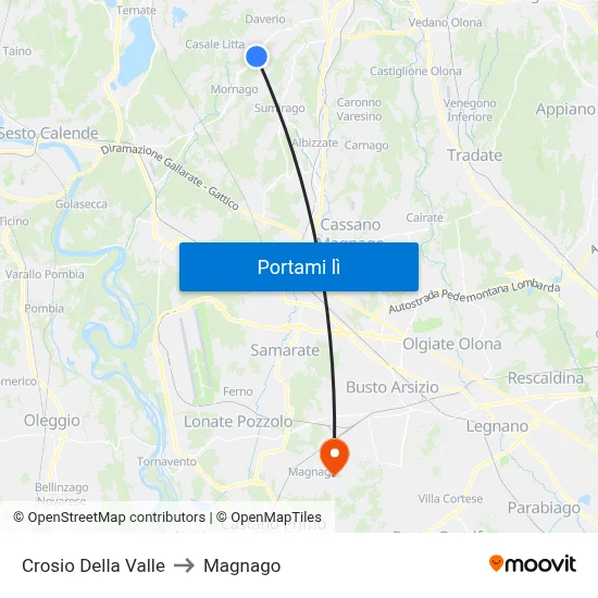 Crosio Della Valle to Magnago map