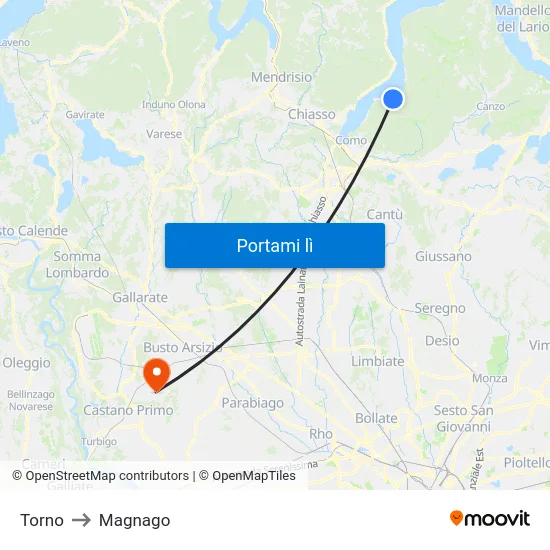 Torno to Magnago map