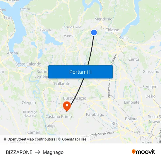 BIZZARONE to Magnago map