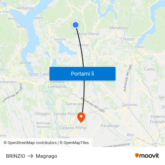 BRINZIO to Magnago map