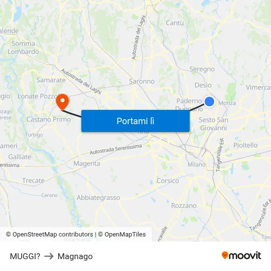 MUGGI? to Magnago map