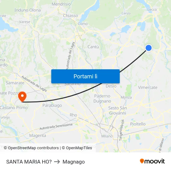 SANTA MARIA HO? to Magnago map