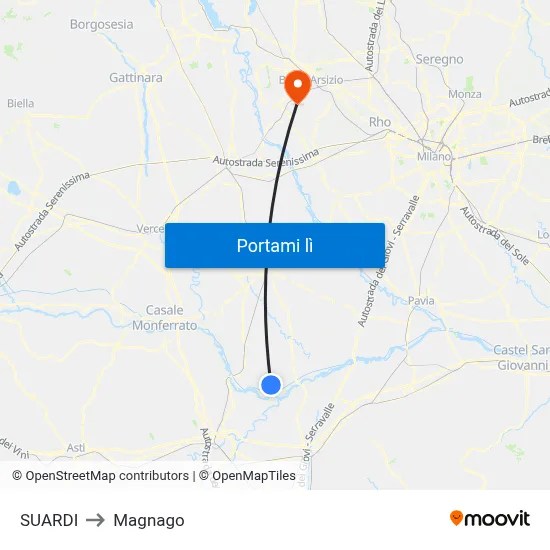 SUARDI to Magnago map