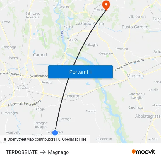 TERDOBBIATE to Magnago map