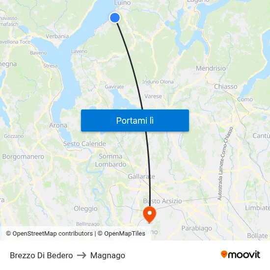 Brezzo Di Bedero to Magnago map