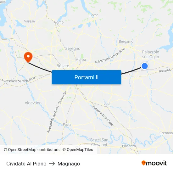 Cividate Al Piano to Magnago map