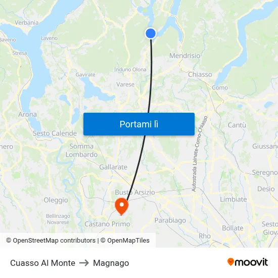 Cuasso Al Monte to Magnago map