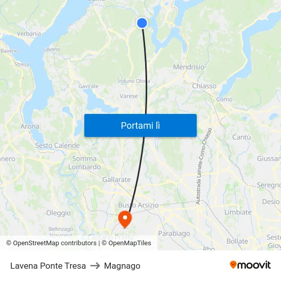 Lavena Ponte Tresa to Magnago map