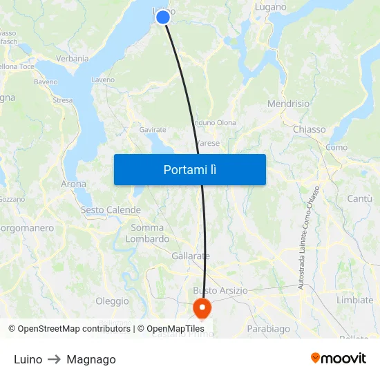 Luino to Magnago map