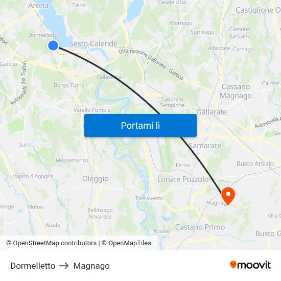 Dormelletto to Magnago map