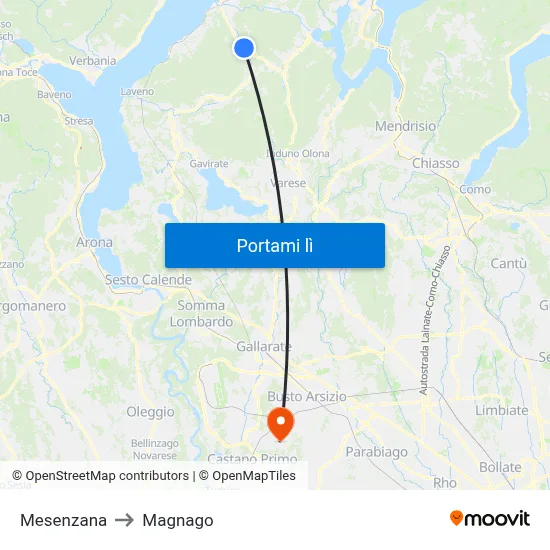 Mesenzana to Magnago map