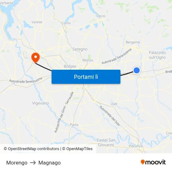 Morengo to Magnago map