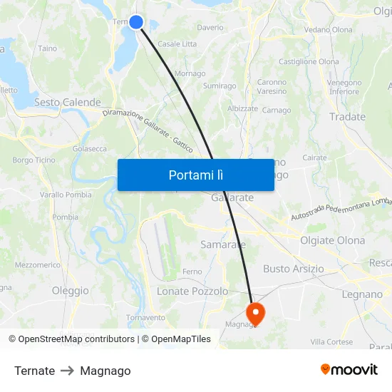 Ternate to Magnago map