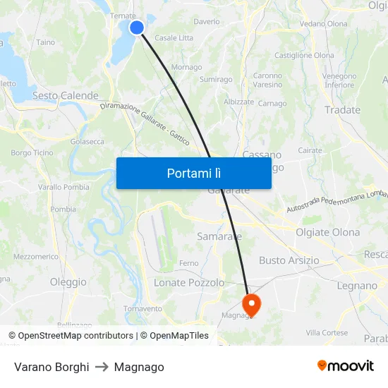 Varano Borghi to Magnago map