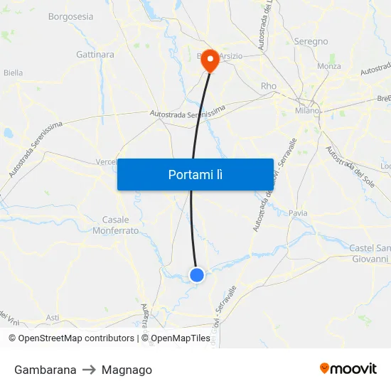 Gambarana to Magnago map