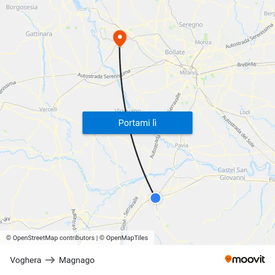 Voghera to Magnago map