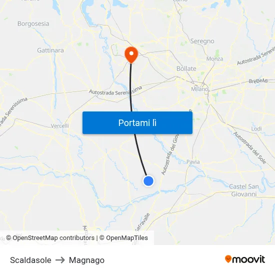 Scaldasole to Magnago map