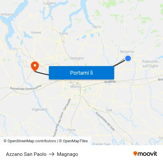 Azzano San Paolo to Magnago map