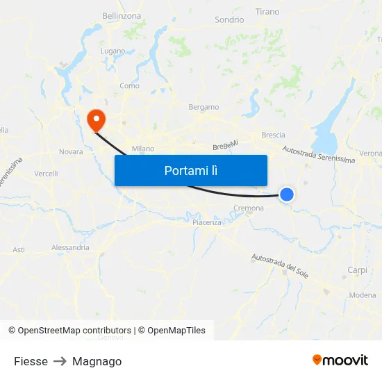 Fiesse to Magnago map