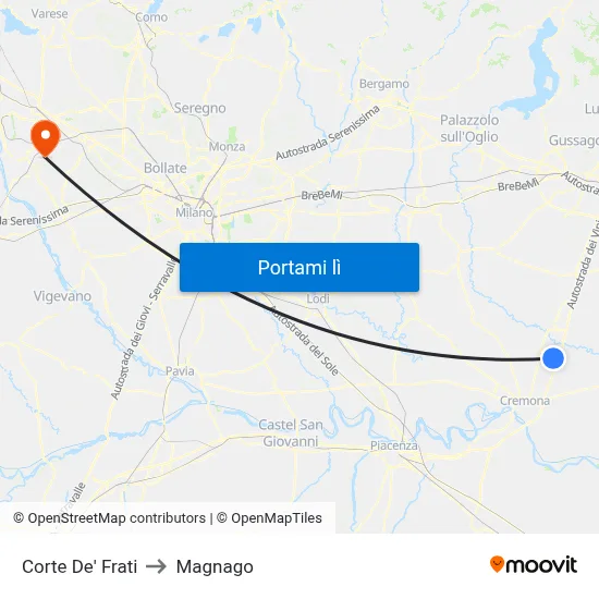Corte De' Frati to Magnago map