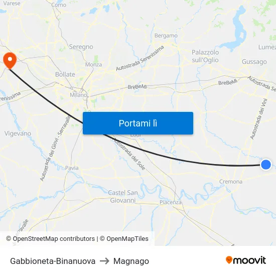 Gabbioneta-Binanuova to Magnago map