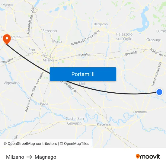 Milzano to Magnago map