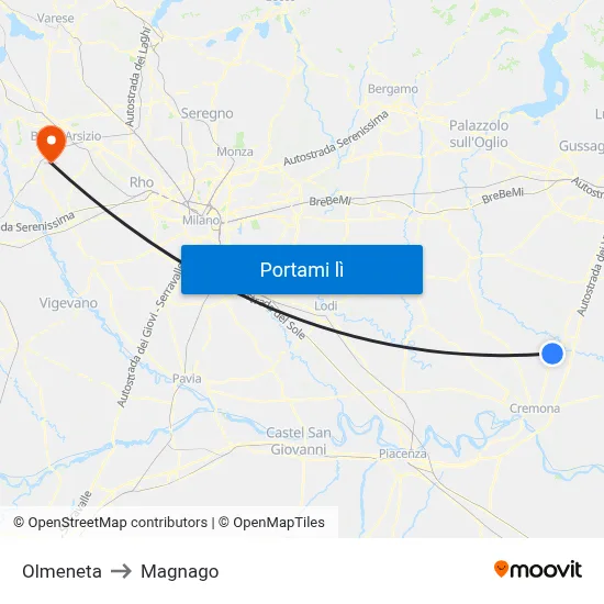 Olmeneta to Magnago map