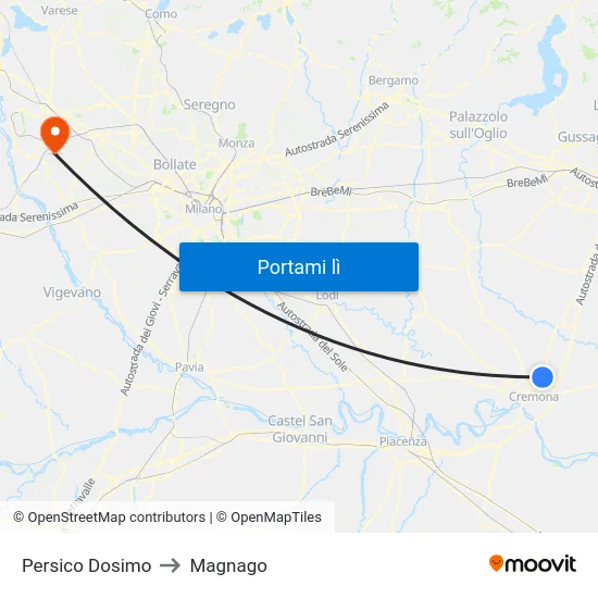 Persico Dosimo to Magnago map