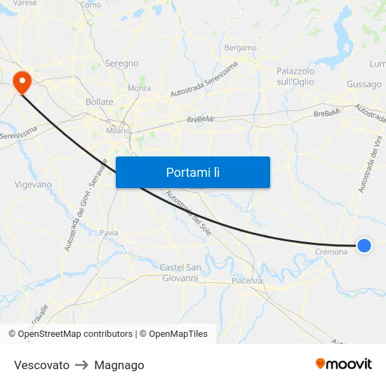Vescovato to Magnago map