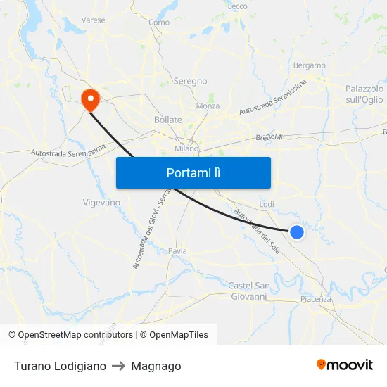 Turano Lodigiano to Magnago map