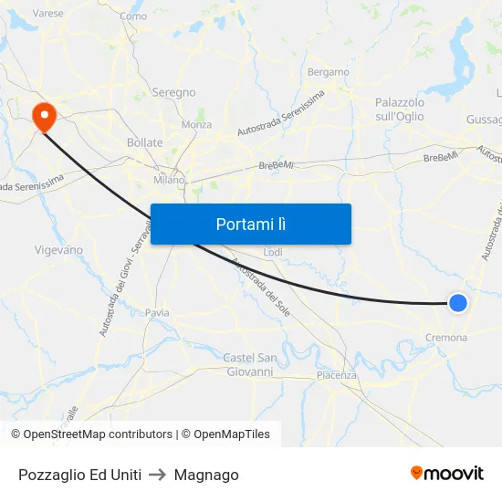 Pozzaglio Ed Uniti to Magnago map