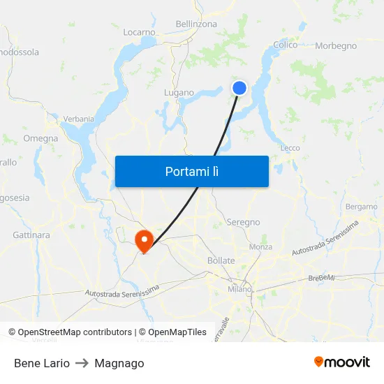 Bene Lario to Magnago map