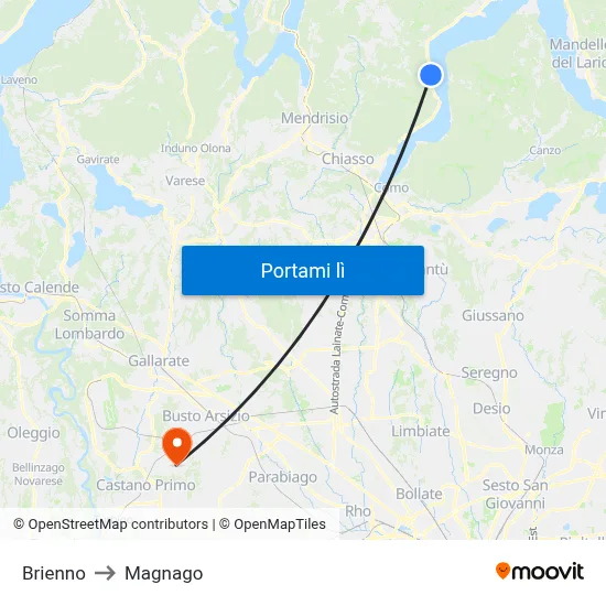 Brienno to Magnago map