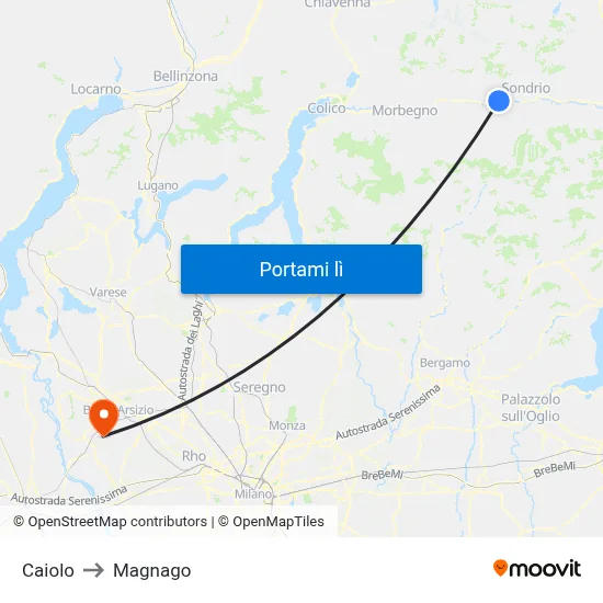 Caiolo to Magnago map