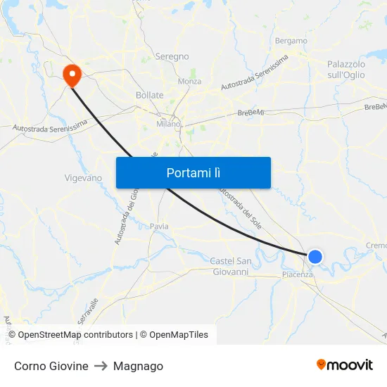 Corno Giovine to Magnago map