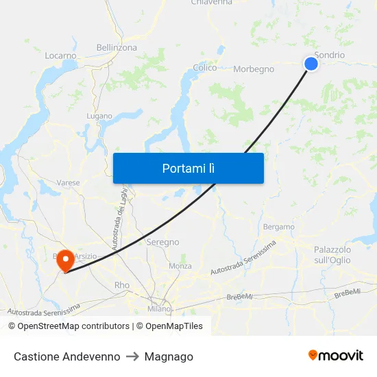Castione Andevenno to Magnago map