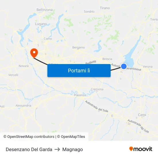 Desenzano Del Garda to Magnago map
