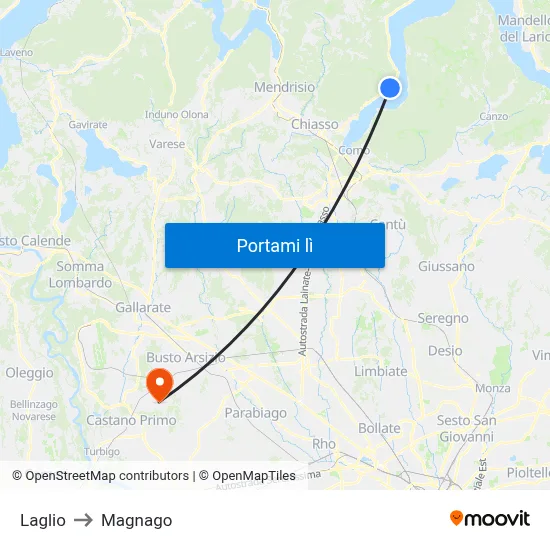 Laglio to Magnago map